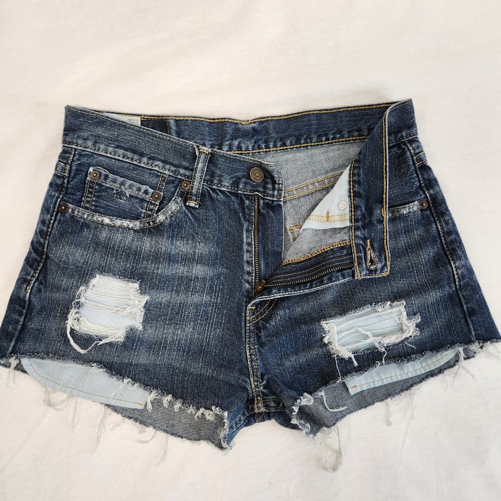 LEVI'S 508 Jeans Shorts High Rise Distressed Size W30 L30 100% Cotton LIKE NEW! - Picture 12 of 16